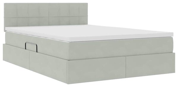 Postel s úložným prostorem Světle šedá 140 x 200 cm samet 3370761