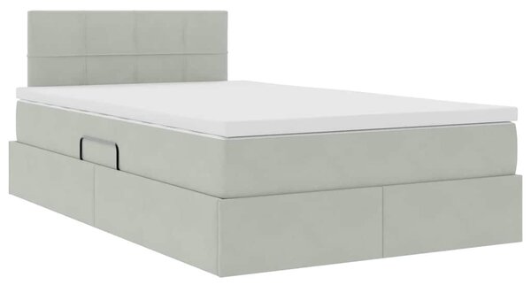 Postel s úložným prostorem Světle šedá 120 x 200 cm samet 3370749