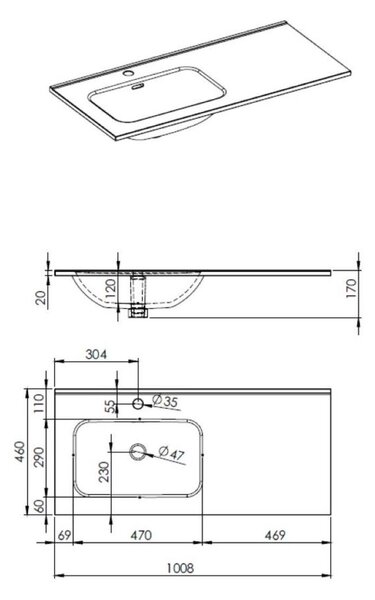 Elita Skappa umyvadlo 101x46.6 cm obdélníkový nábytkový-s pultem bílá lesk RE041004068060