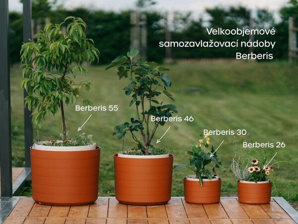 Plastia Samozavlažovací květináč Berberis 30 cm - taupe/slonová kost