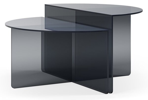 Šedé skleněné kulaté konferenční stolky v sadě 2 ks ø 80 cm Velta – MOME