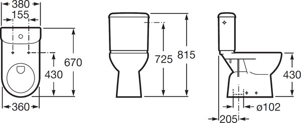Roca Access Dostępna Łazienka wc kombi pro osoby se zdravotním postižením bílá A342237000