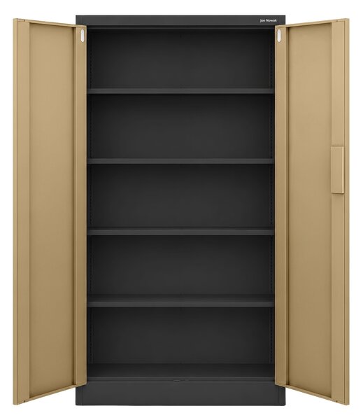 Kovová kancelářská skříň se zámkem na kód antracitová, ořech, 900x1850x400 mm: DANIEL Eco Design