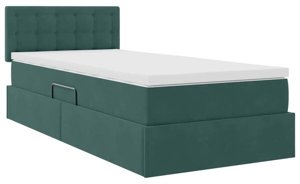 Postel s úložným prostorem Tmavě zelená 90 x 200 cm samet 3370854