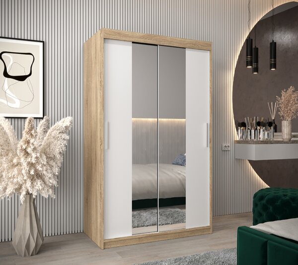 Šatní skříň 120 cm Toki 1 (Dub sonoma + Bílá matná)