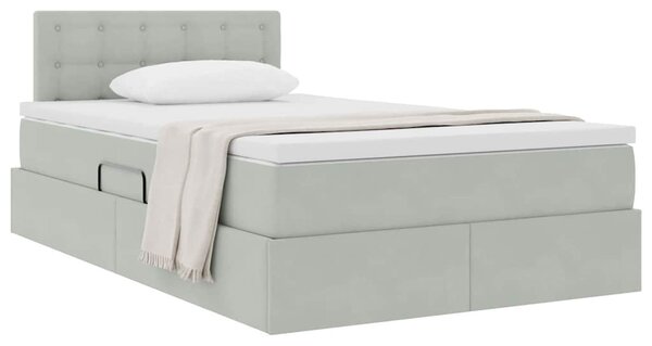 Postel s úložným prostorem Světle šedá 120 x 200 cm samet 3370869