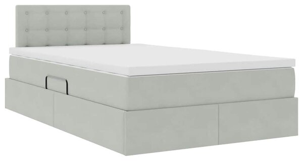 Postel s úložným prostorem Světle šedá 120 x 200 cm samet 3370869