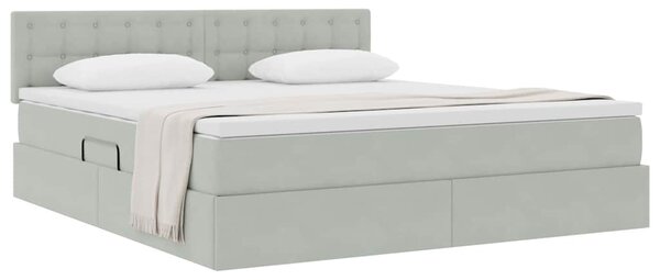 Postel s úložným prostorem Světle šedá 160 x 200 cm samet 3370887