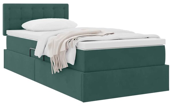 Postel s úložným prostorem Tmavě zelená 90 x 200 cm samet 3370854