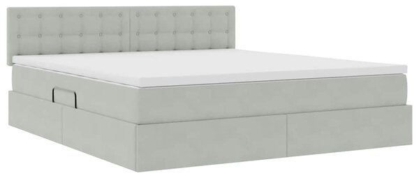 Postel s úložným prostorem Světle šedá 160 x 200 cm samet 3370887
