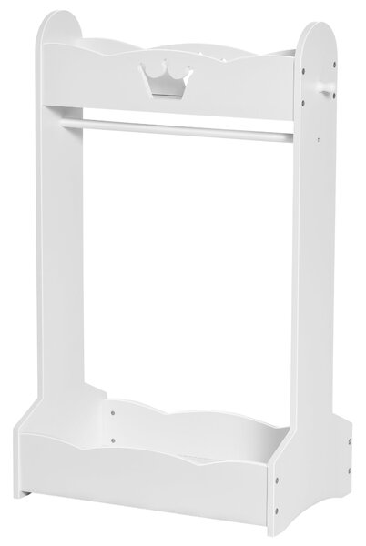 HOMCOM Dětský věšák na kabáty s policemi a bočními háčky, Dřevěný nábytek do dětského pokoje, 70,5x37x103cm, Bílý | Aosom