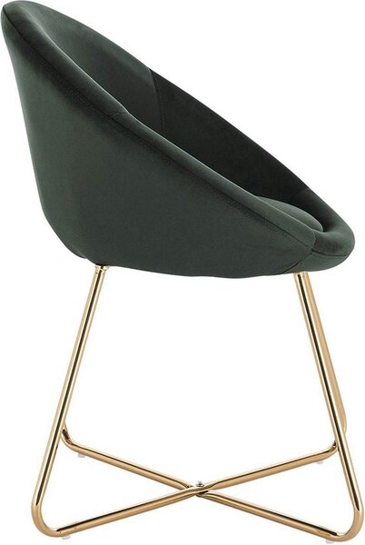 Happyment Ziva Samtstuhl – zelená – jídelní židle s područkami – kovové nohy – 1 kus – výška sedáku 44 cm – Deluxe