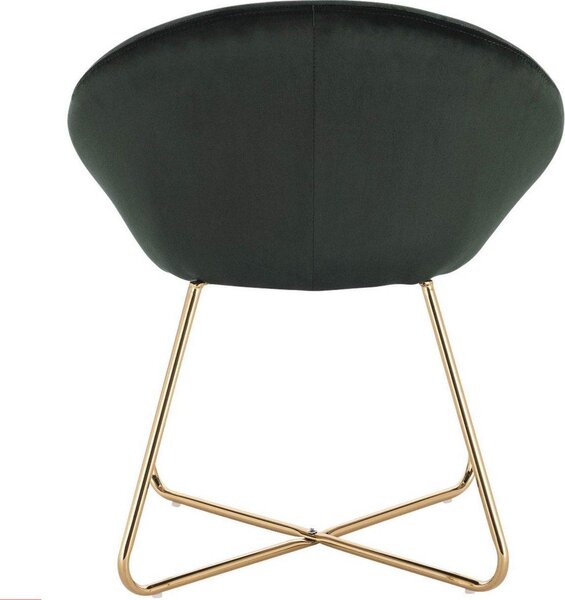 Happyment Ziva Samtstuhl – zelená – jídelní židle s područkami – kovové nohy – 1 kus – výška sedáku 44 cm – Deluxe
