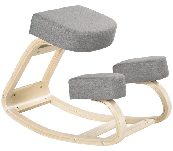 Ergonomická klečící židle Vinsetto z březového dřeva, židle pro správné sezení s paměťovou pěnou a polyesterovým polstrováním pro domov i kancelář, še
