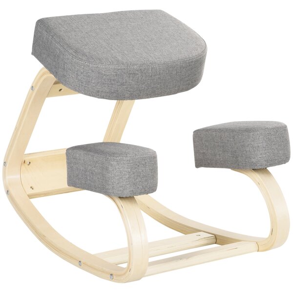 Ergonomická klečící židle Vinsetto z březového dřeva, židle pro správné sezení s paměťovou pěnou a polyesterovým polstrováním pro domov i kancelář, še