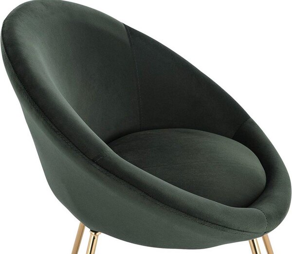 Happyment Ziva Samtstuhl – zelená – jídelní židle s područkami – kovové nohy – 1 kus – výška sedáku 44 cm – Deluxe