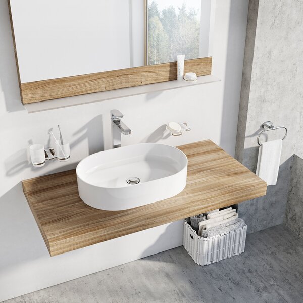Ravak Ceramic umyvadlo 55x37 cm oválné na pult bílá lesk XJX01155001