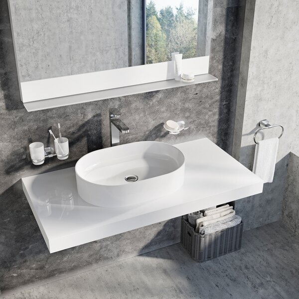 Ravak Ceramic umyvadlo 55x37 cm oválné na pult bílá lesk XJX01155001