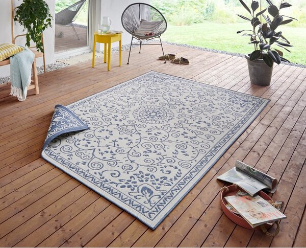 Modro-krémový venkovní koberec NORTHRUGS Leyte, 80 x 150 cm
