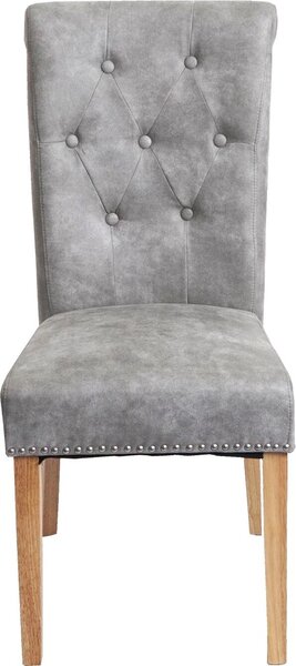 Sada 2 jídelních židlí Chesterfield II, židle kuchyňská židle, nýty látka/textil světle šedá, světlé nohy