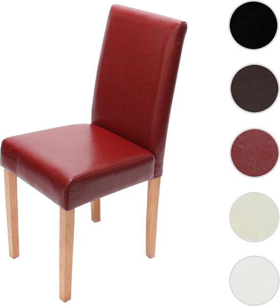 Jídelní židle Littau, kuchyňská židle židle, Imitace kůže červená, světlé nohy