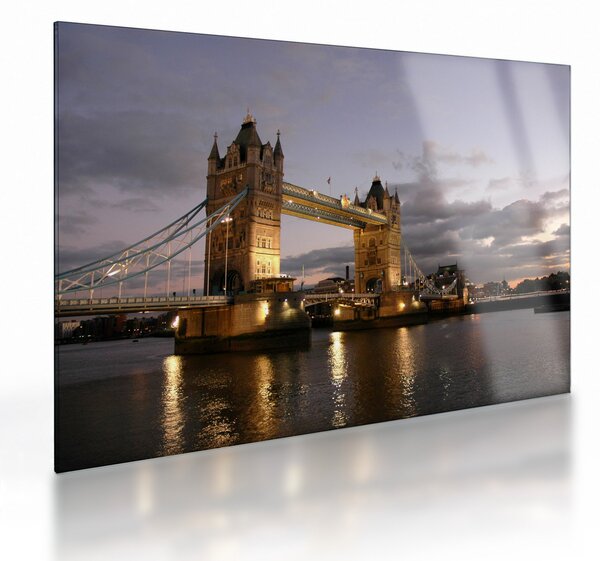 Skleněný obraz - Tower Bridge v noci (70x50 cm)