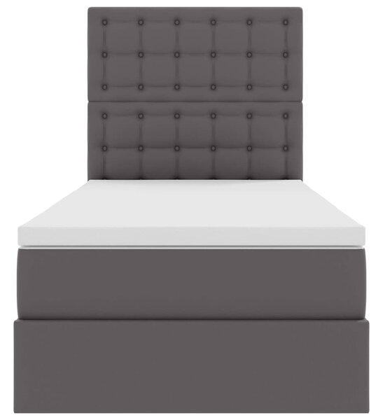 Postel s úložným prostorem s čelo Šedá 90 x 190 cm Umělá kůže 3371647