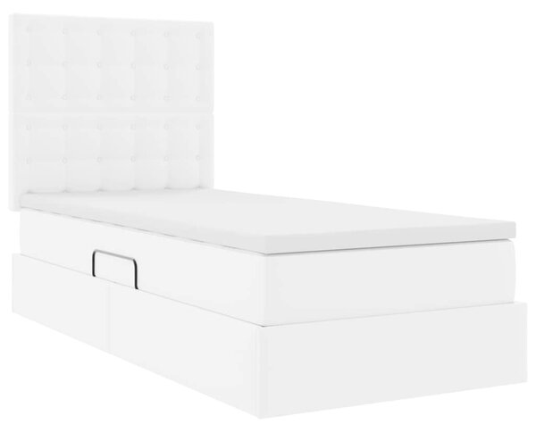 Postel s úložným prostorem Úplně bílá 90 x 190 cm Umělá kůže 3371646