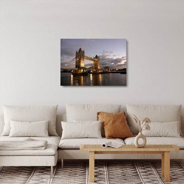 Skleněný obraz - Tower Bridge v noci (70x50 cm)