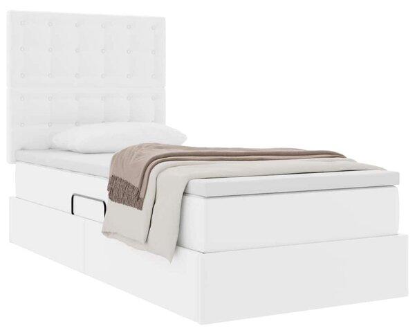 Postel s úložným prostorem Úplně bílá 90 x 190 cm Umělá kůže 3371646