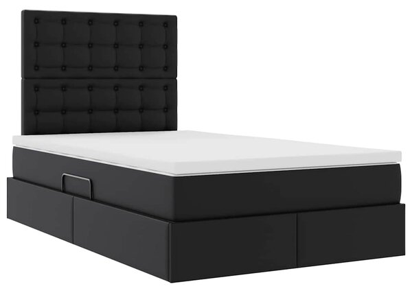 Postel s úložným prostorem s čelo Černá 120 x 190 cm Umělá kůže 3371657