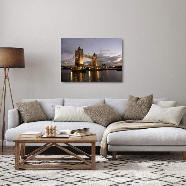 Skleněný obraz - Tower Bridge v noci (70x50 cm)