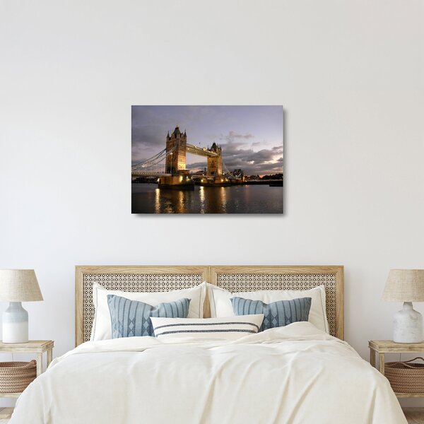 Skleněný obraz - Tower Bridge v noci (70x50 cm)