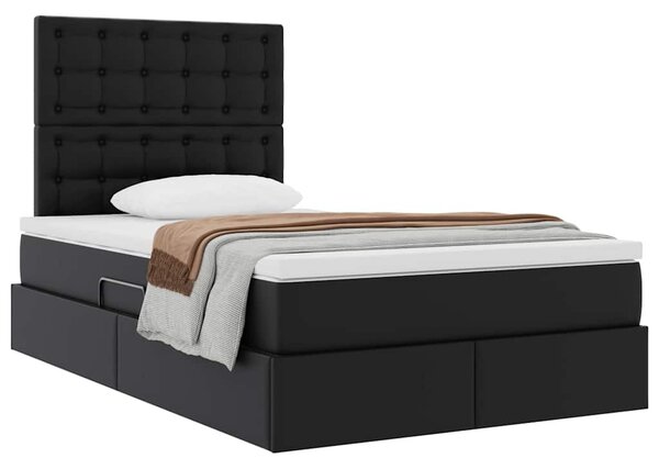 Postel s úložným prostorem s čelo Černá 120 x 190 cm Umělá kůže 3371657