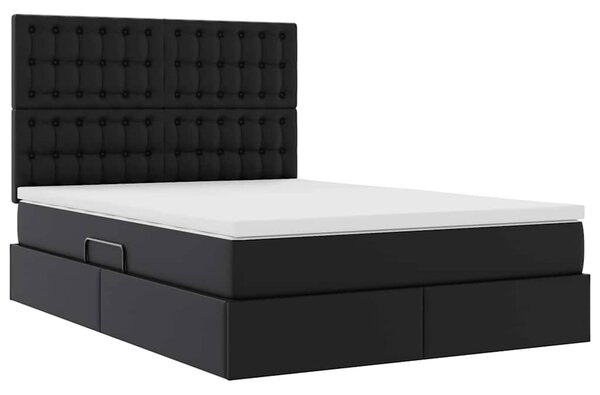 Postel s úložným prostorem s čelo Černá 140 x 190 cm Umělá kůže 3371665