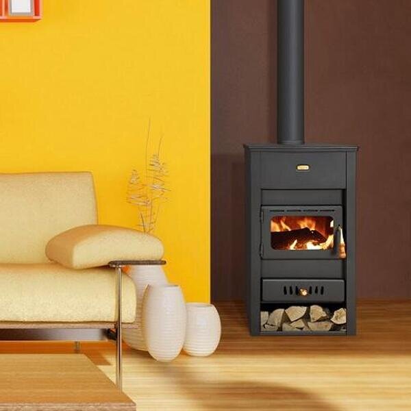 Krbová kamna na dřevo, krb na více paliv, hořák na dřevo, litinová deska, 10 kW, Prity K2CP
