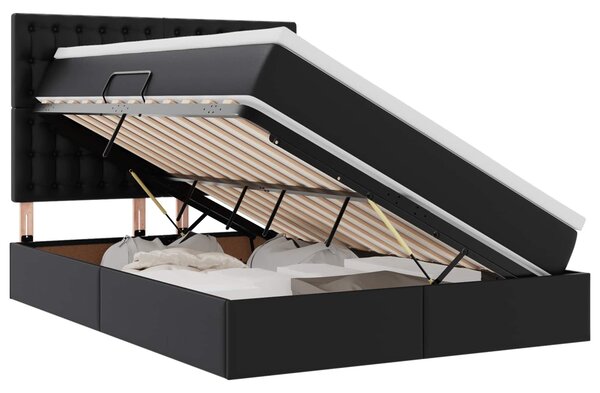 Postel s úložným prostorem s čelo Černá 140 x 190 cm Umělá kůže 3371665