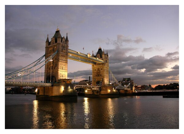 Skleněný obraz - Tower Bridge v noci (70x50 cm)