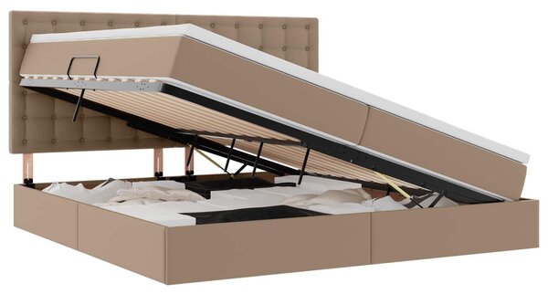 Postel s úložným prostorem Cappuccino 200 x 200 cm Umělá kůže 3371684