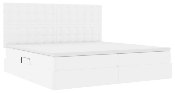 Postel s úložným prostorem Úplně bílá 200 x 200 cm Umělá kůže 3371682