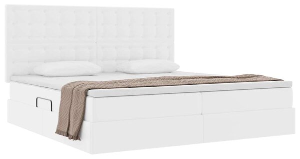 Postel s úložným prostorem Úplně bílá 200 x 200 cm Umělá kůže 3371682