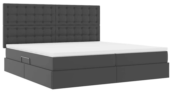 Postel s úložným prostorem s čelo Černá 200 x 200 cm Umělá kůže 3371681