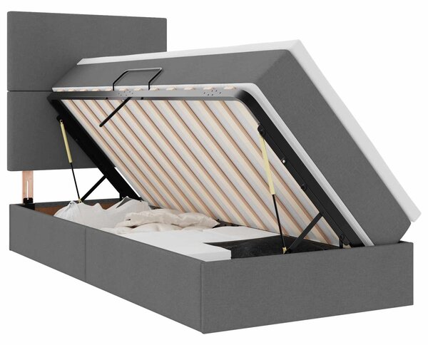 LED postel s úložným prostorem a matrací Tmavě šedá 90 x 200 cm 3372328