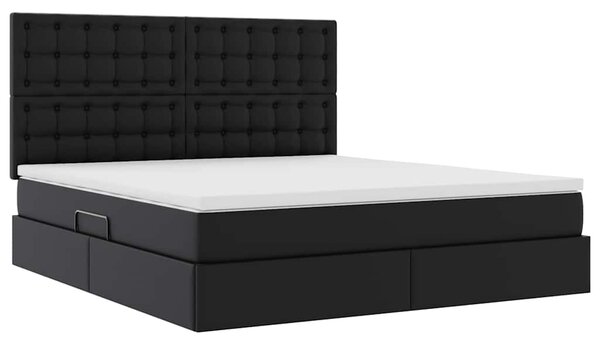 Postel s úložným prostorem s čelo Černá 160 x 200 cm Umělá kůže 3371673