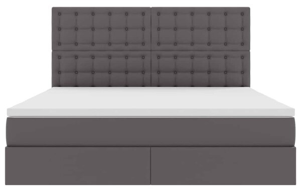 Postel s úložným prostorem s čelo Šedá 160 x 200 cm Umělá kůže 3371675