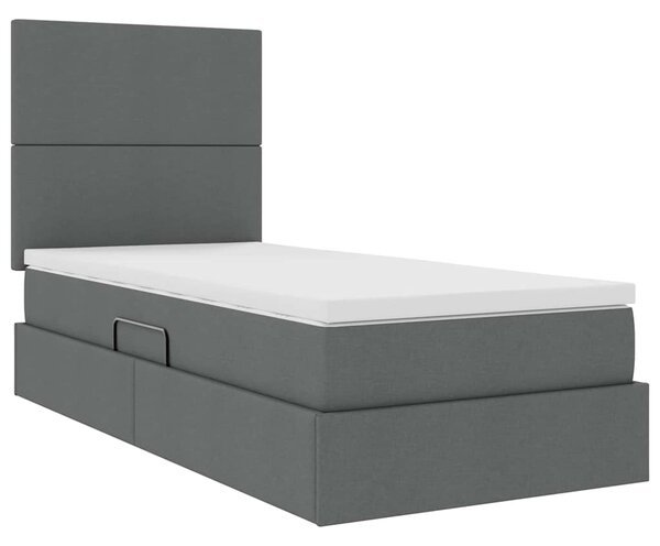 LED postel s úložným prostorem a matrací Tmavě šedá 90 x 200 cm 3372328