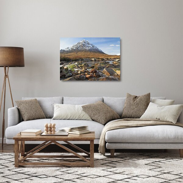 Skleněný obraz - Hora s řekou (70x50 cm)