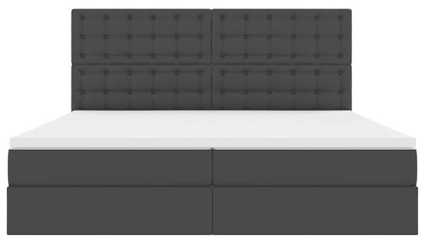 Postel s úložným prostorem s čelo Černá 200 x 200 cm Umělá kůže 3371681