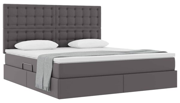 Postel s úložným prostorem s čelo Šedá 160 x 200 cm Umělá kůže 3371675
