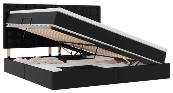 Postel s úložným prostorem s čelo Černá 200 x 200 cm Umělá kůže 3371681